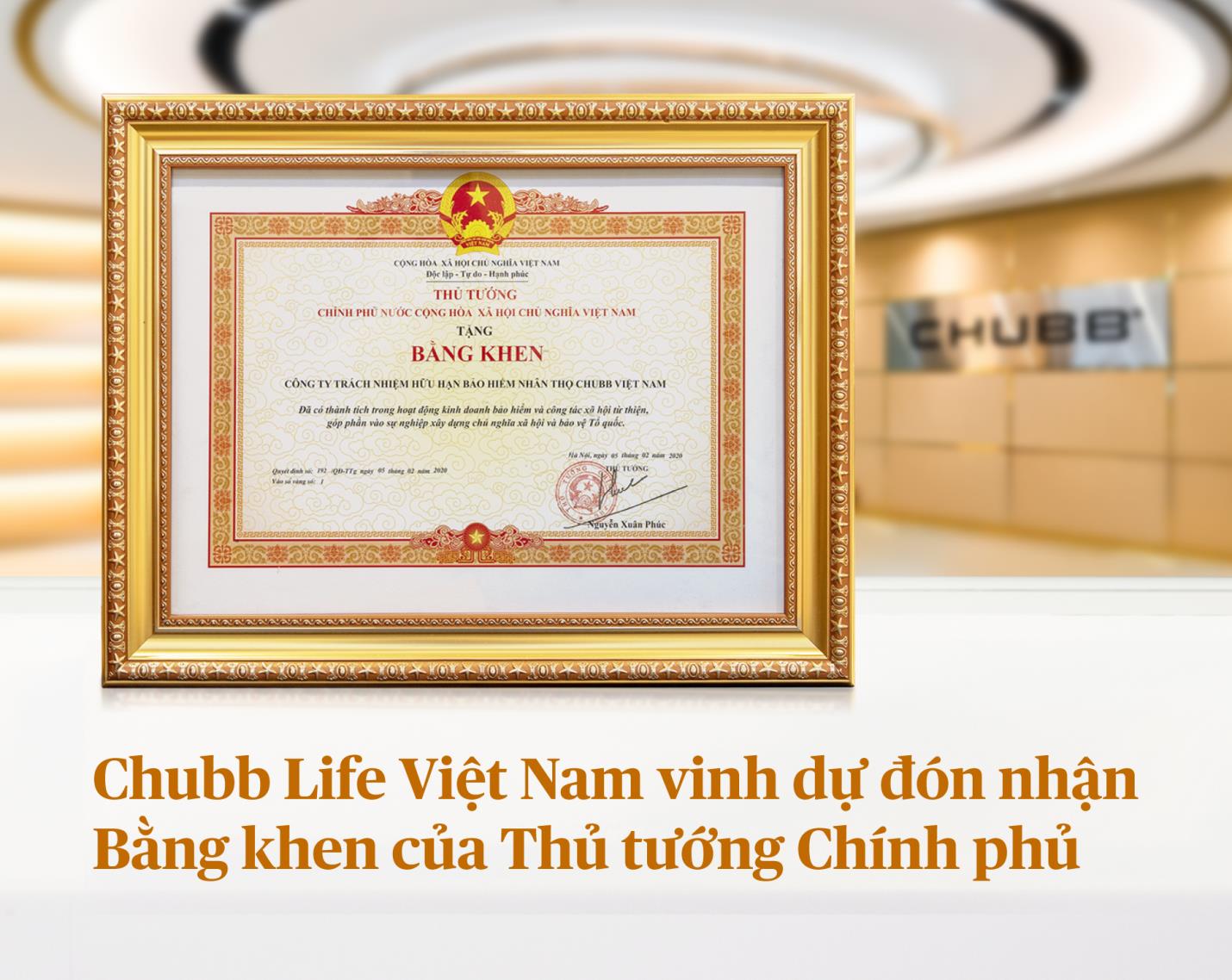 bang-khen-thu-tuong-chinh-phu-tang-chubb-life-viet-nam-song-an-tam